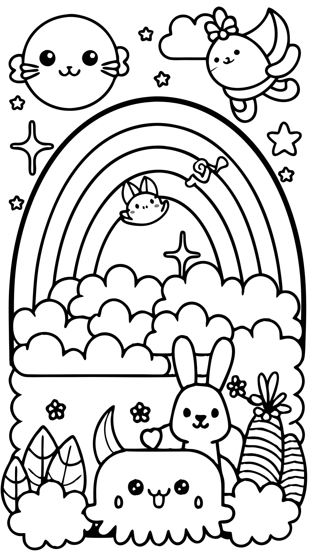 coloring page rainbow